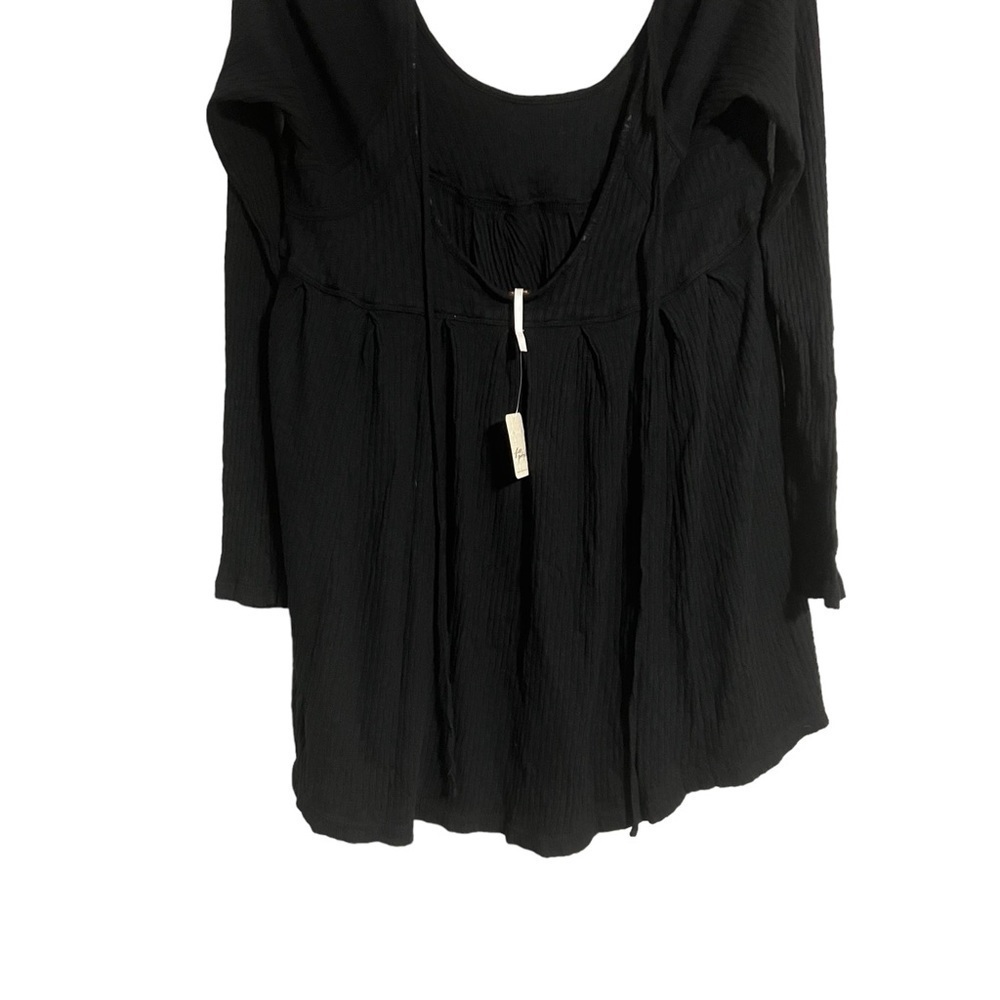 Free People blouse oversized slouchy medium Black New boho Lagen scoop - Picture 6 of 9